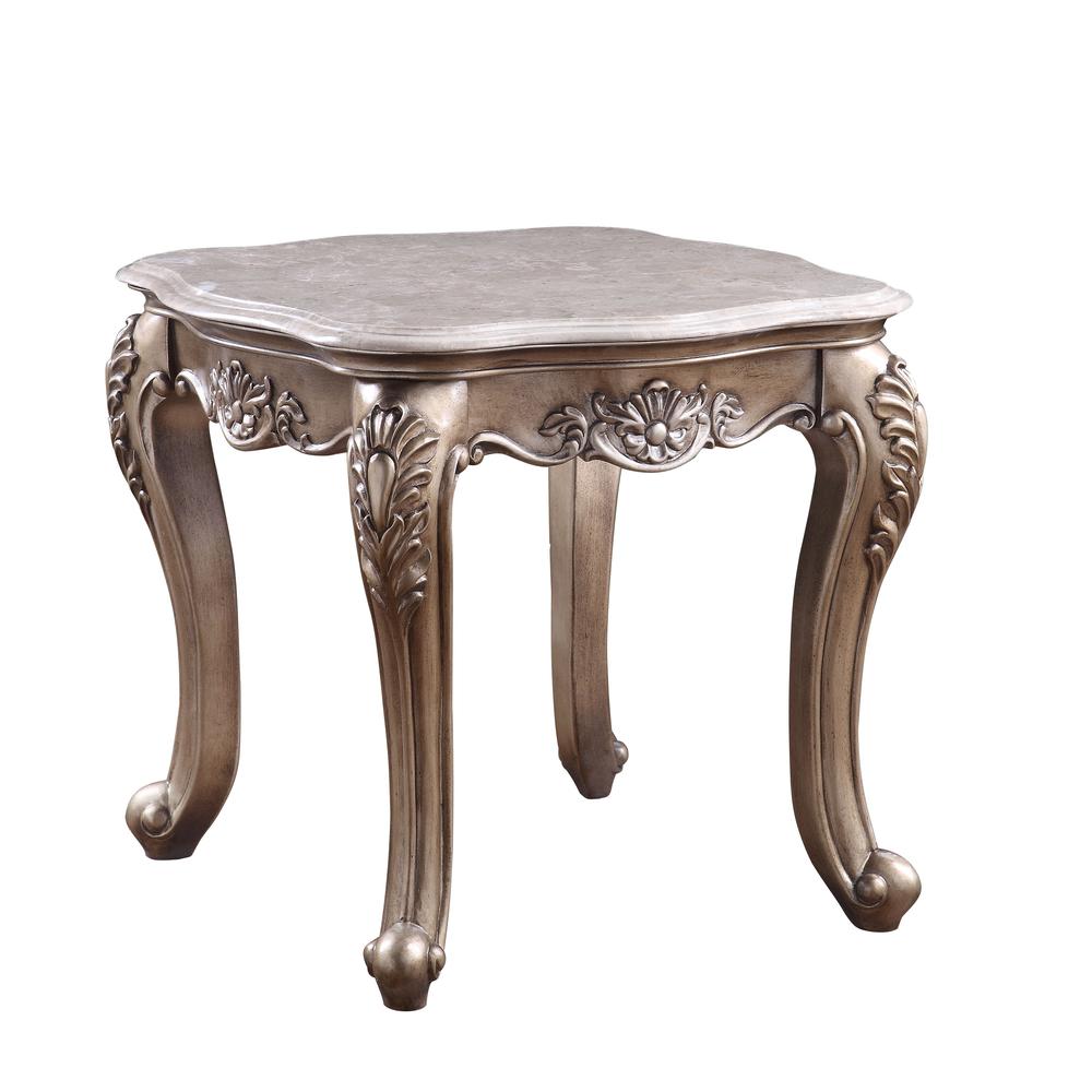 Jayceon Marble Top & Champagne End Table