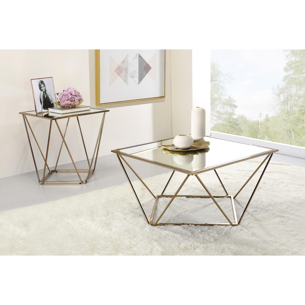 Coffee Table, Mirrored & Champagne Gold  Finish 86055