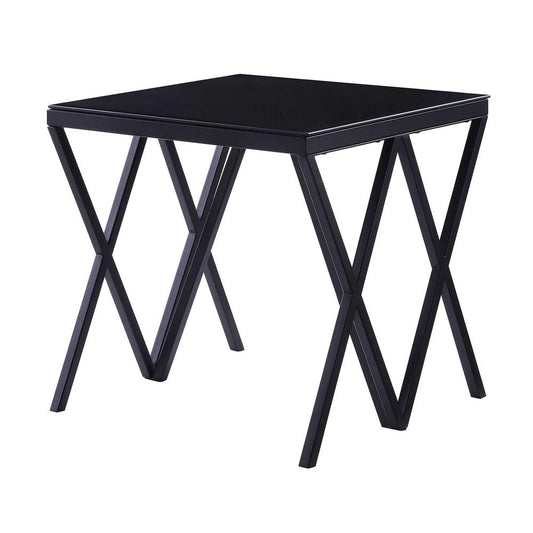 Magenta End Table, Black & Glass