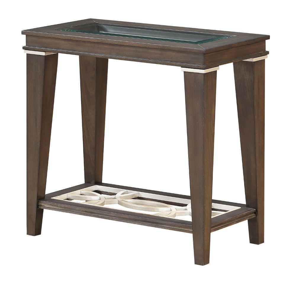 Peregrine Walnut & Glass Accent Table