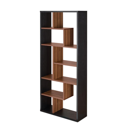 Mileta II Bookshelf, Black & Walnut