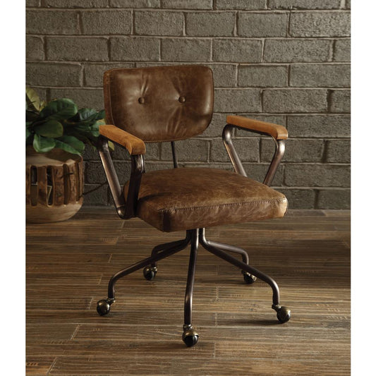 ACME Hallie Executive Office Chair, Vintage Whiskey Top Grain Leather