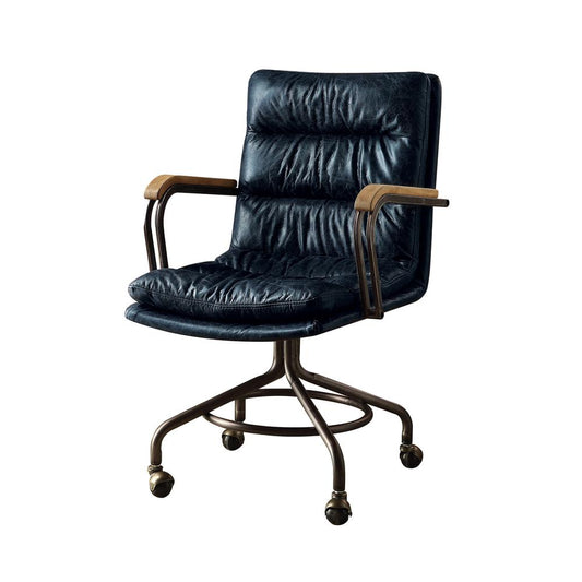 Harith Executive Office Chair, Vintage Blue Top Grain Leather