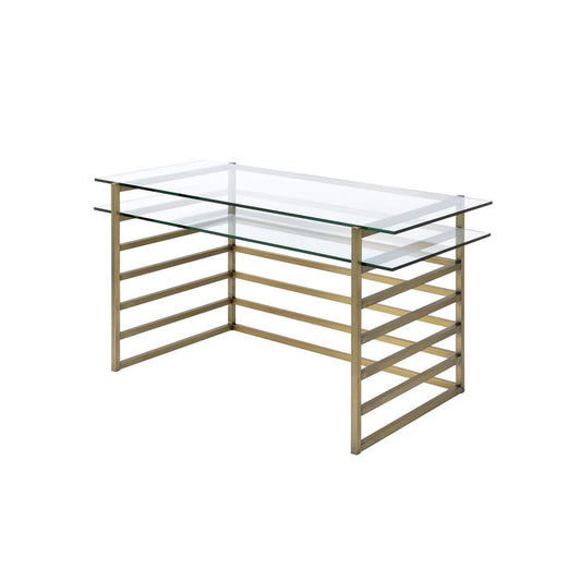 Shona Desk, Antique Gold & Clear Glass