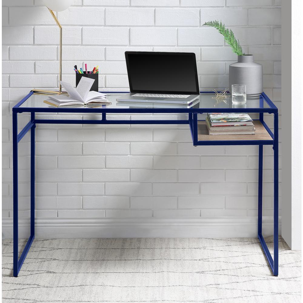 ACME Yasin  Writing Desk, Blue & Glass