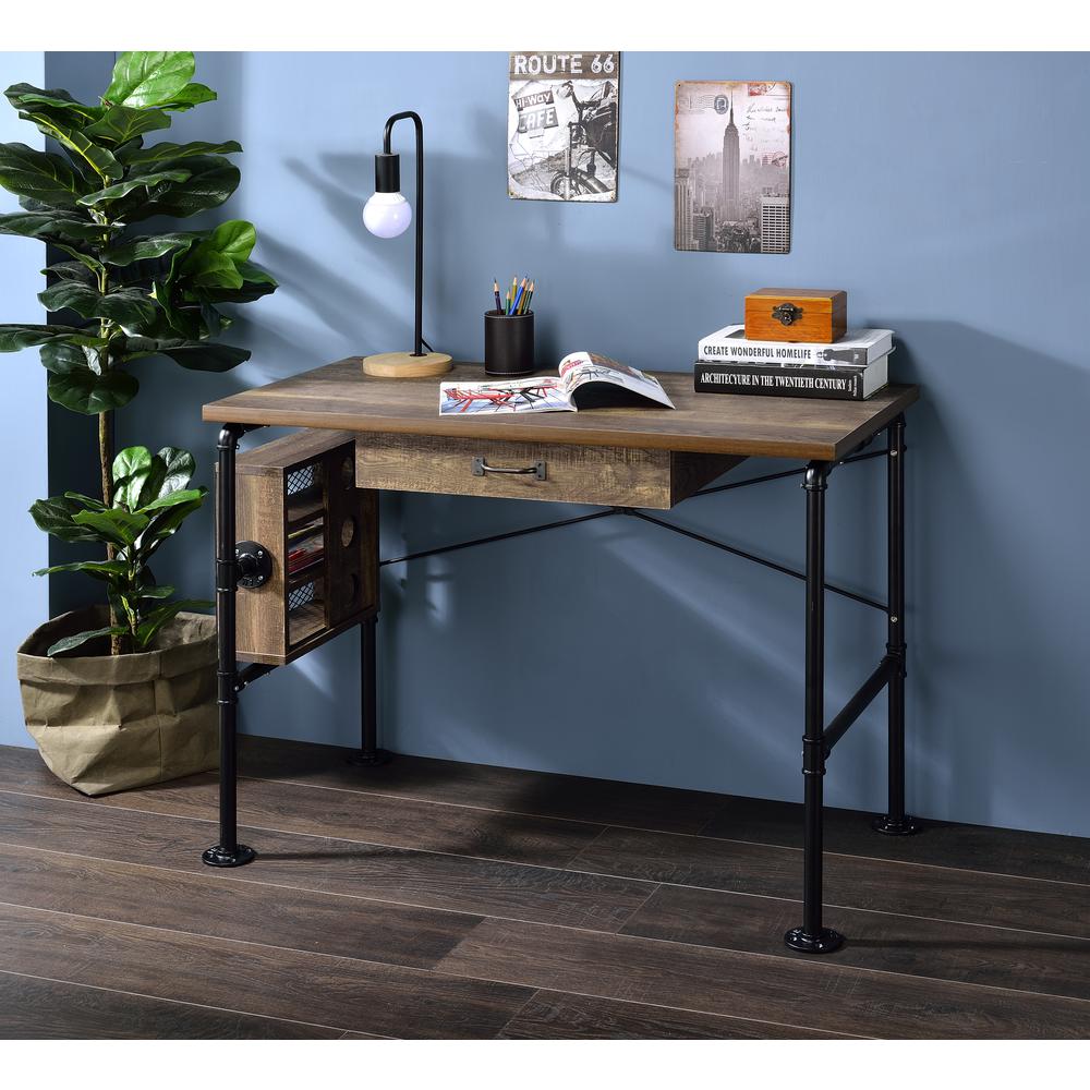 Writing Desk, Weathered Oak & Black Finish 92595