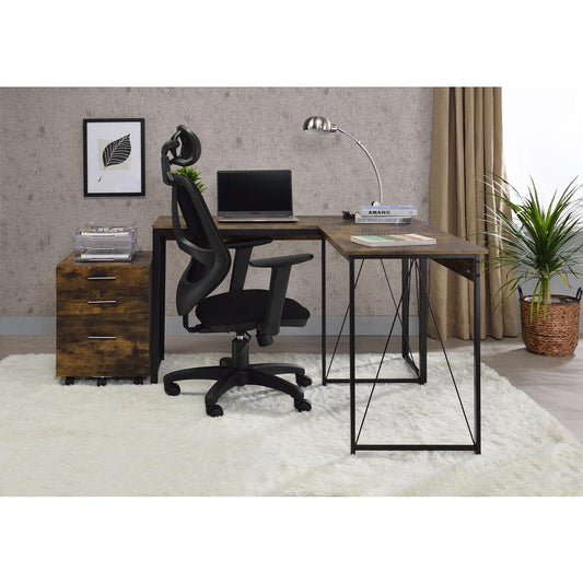 Writing Desk, Weathered Oak & Black Finish 92605