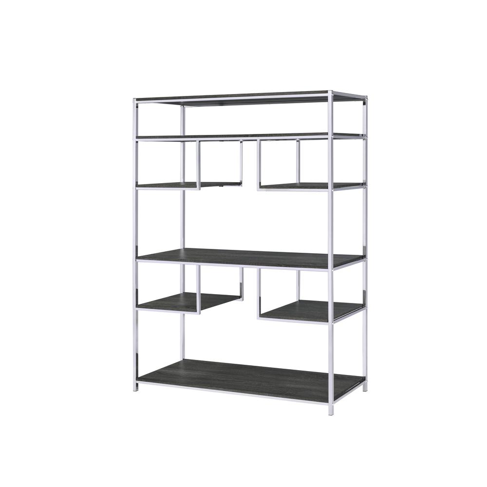 Bookshelf, Rustic Gray Oak & Chrome