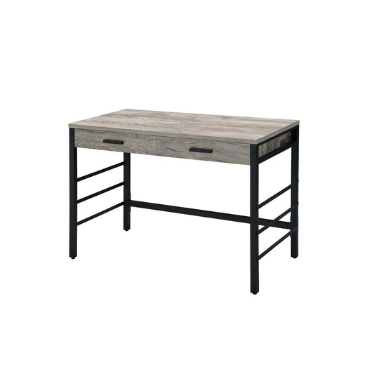 Built-in USB Port Writing Desk, Light Weathered Oak & Black Finish 92720