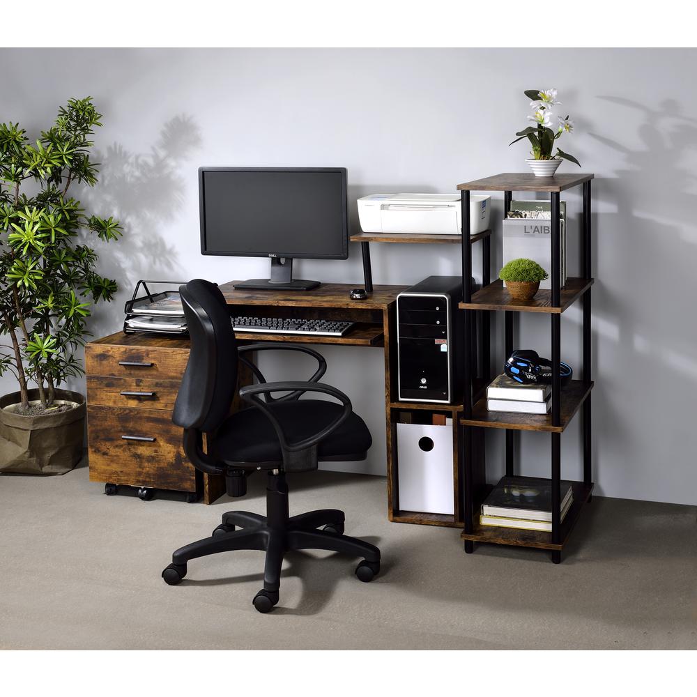 Computer Desk, Weathered Oak & Black Finish 92760