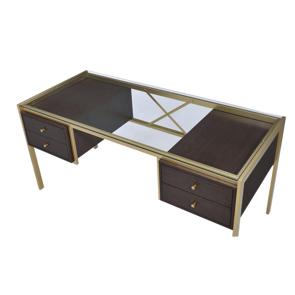 Yumia Desk, Gold & Clear Glass (1Set/3Ctn)