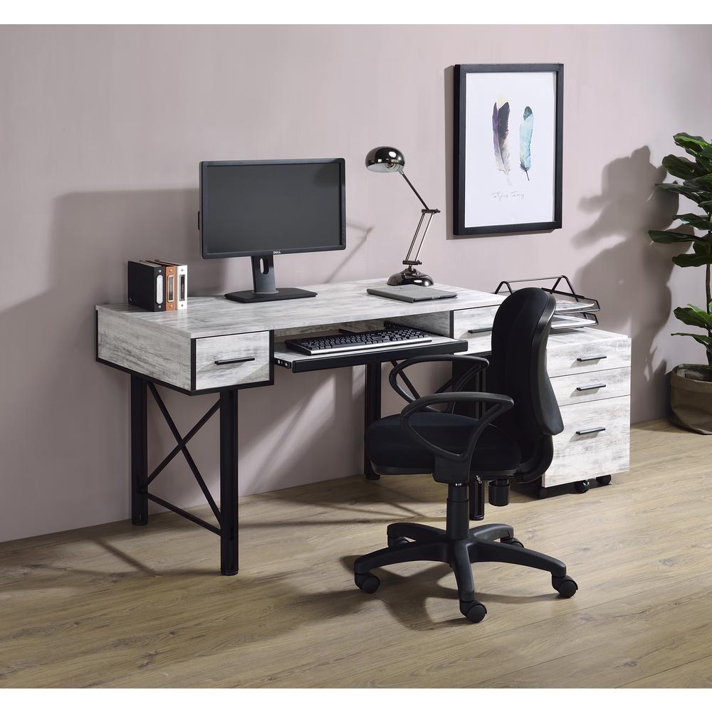 Computer Desk, Antique White & Black Finish 92797