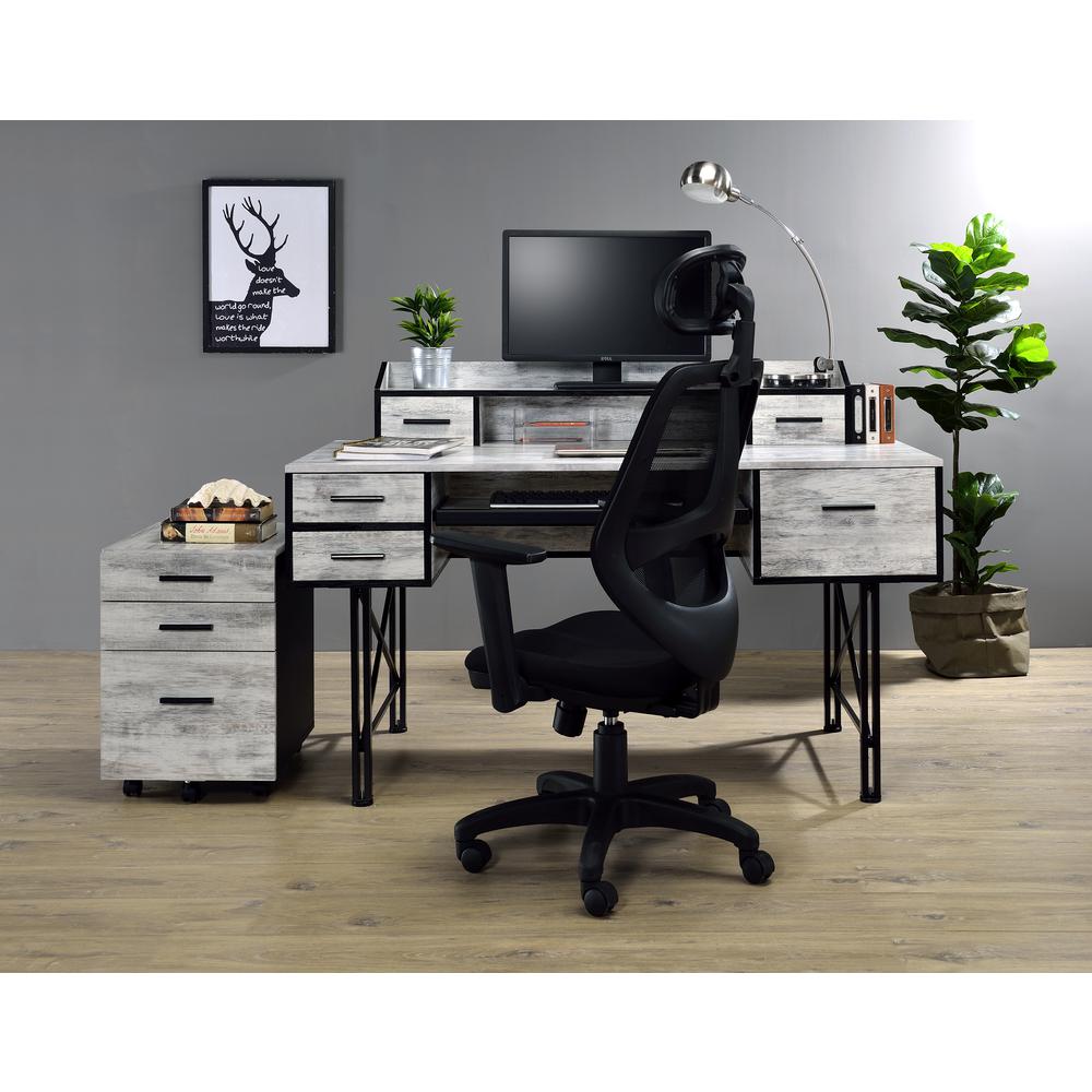 Computer Desk, Antique White & Black Finish 92802