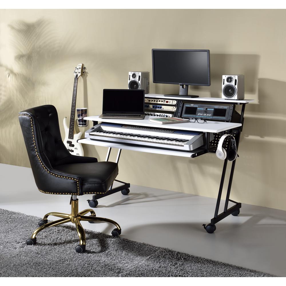 Music Recording Studio Desk, White & Black 92902