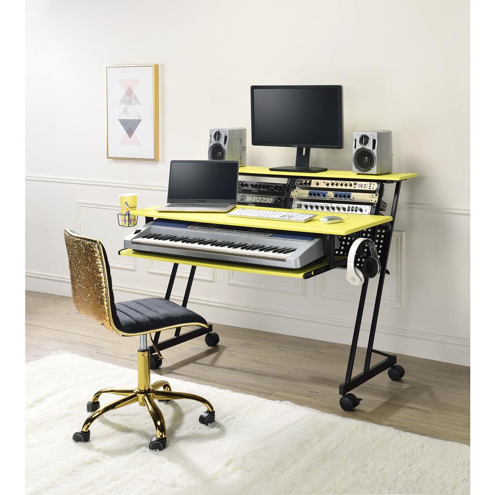 Music Recording Studio Desk, Yellow & Black 92904