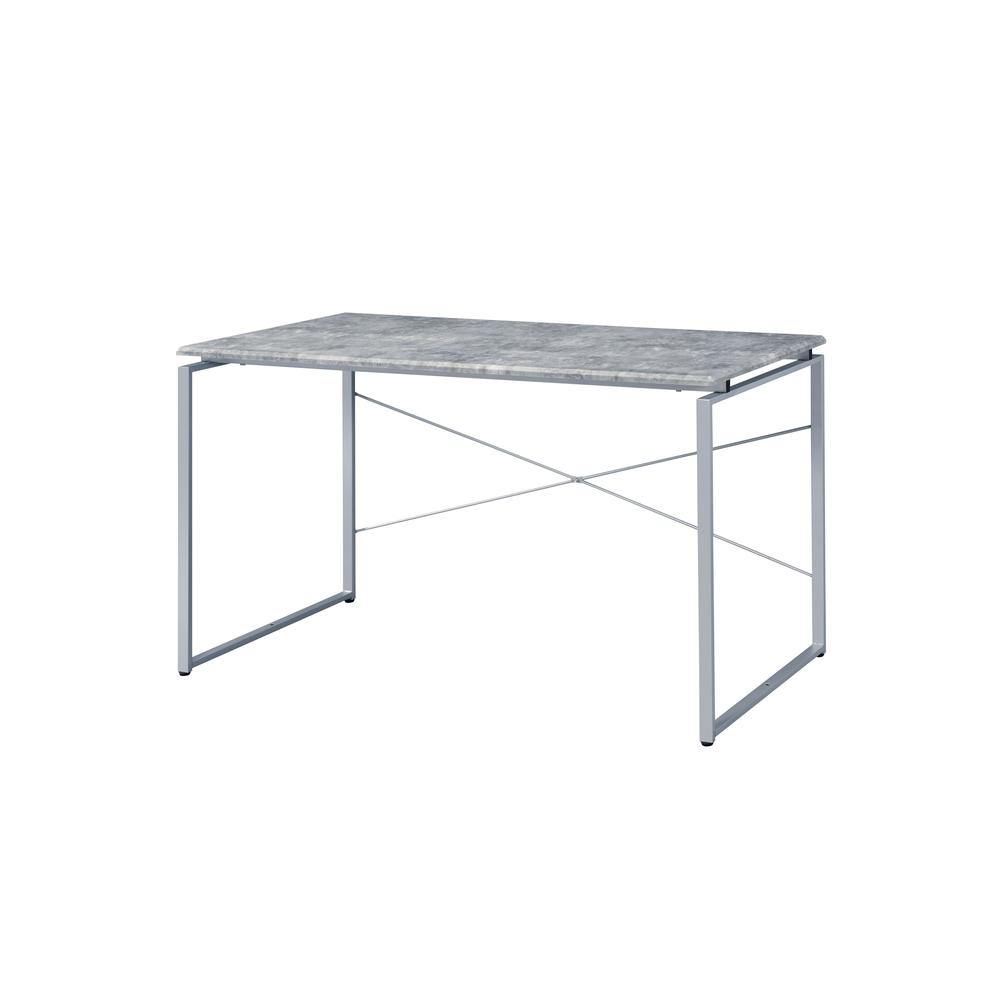 Desk, Faux Concrete & Silver 92905