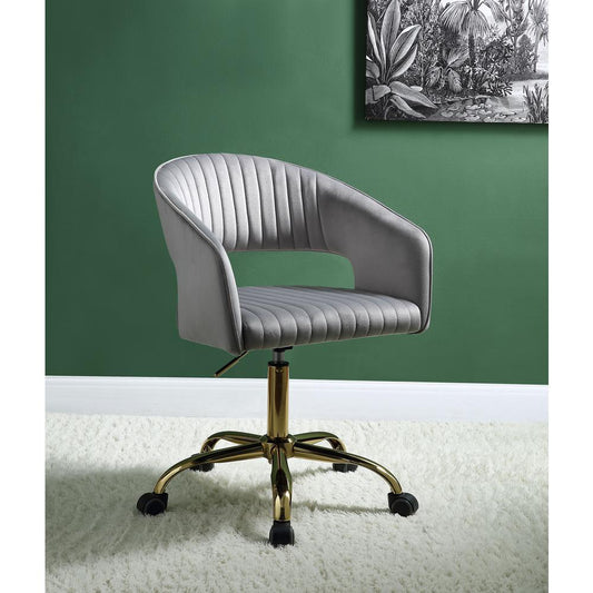 ACME Hopi Office Chair, Gray Velvet & Gold