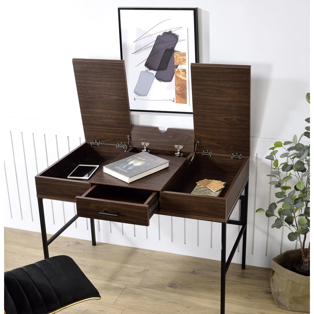 Built-in USB Port Writing Desk, Oak & Black Finish 93092