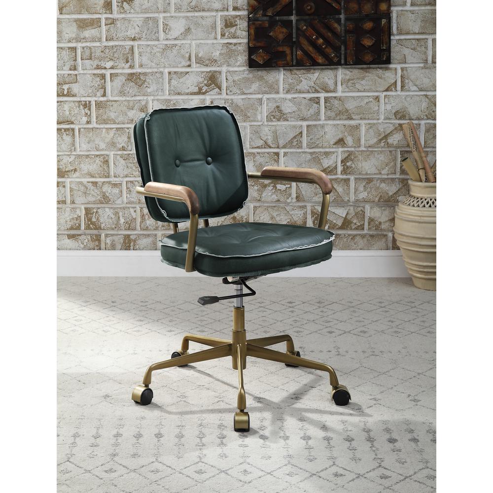 ACME Siecross Office Chair, Emerald Green Leather