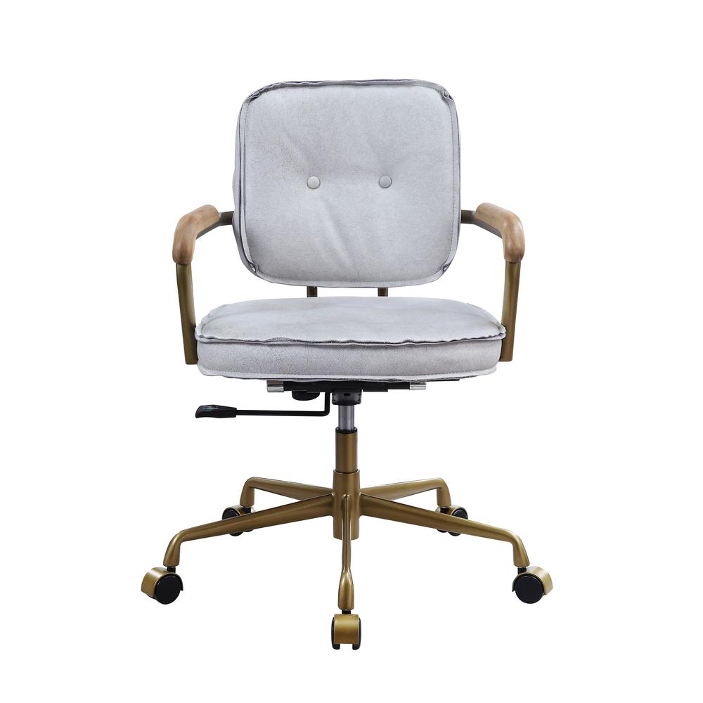 Siecross Office Chair, Vintage White Top Grain Leather (93172)