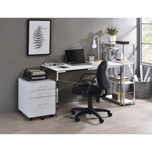 Tennos Writing Desk, White & Chrome Finish (93190)