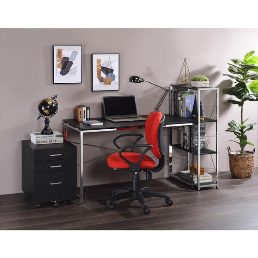 Tennos Writing Desk, Black & Chrome Finish (93195)