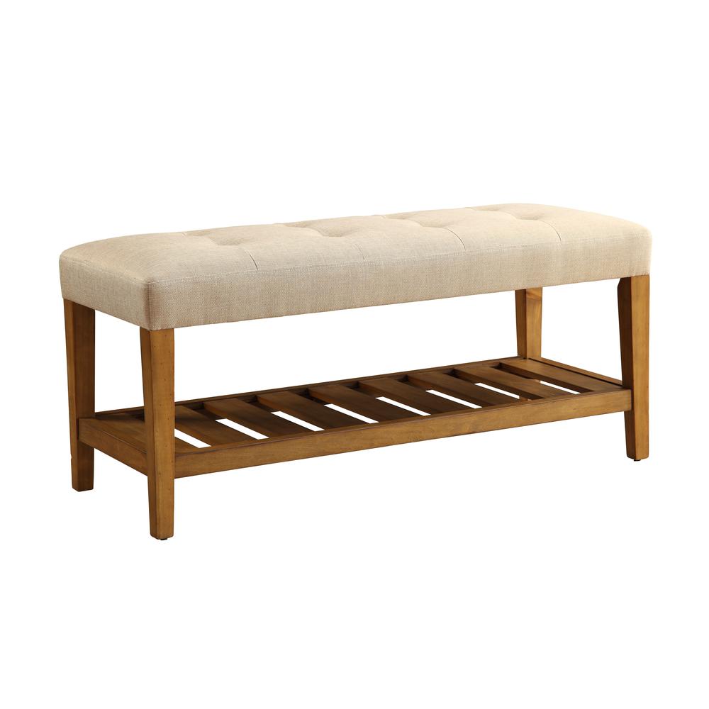 Charla Bench, Beige & Oak