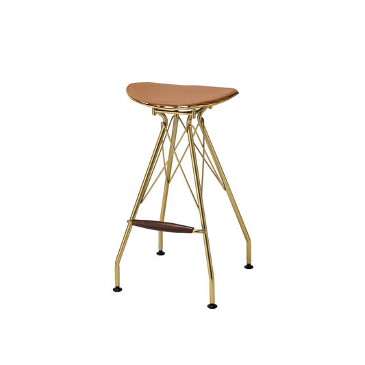 Bar Stool (Set-2), Whiskey PU & Gold