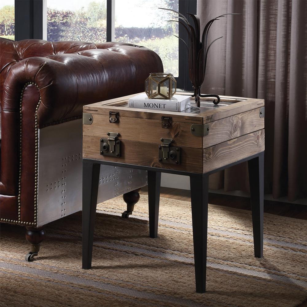 Kolin Rustic Oak & Matte Gray Accent Table