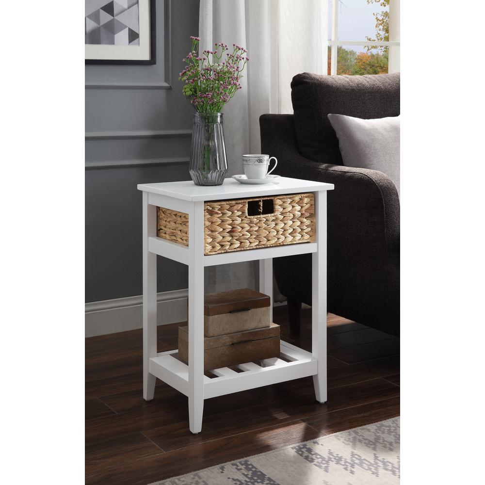 Accent Table, White & Natural Finish 97856