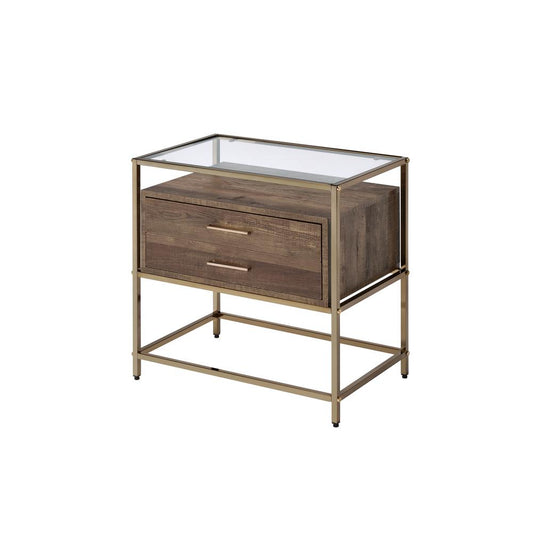 Accent Table, Walnut & Champagne Finish 97867