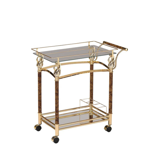 Helmut Serving Cart, Gold Plated & Clear Glass (98002)