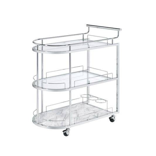 Inyo Serving Cart, Clear Glass & Chrome Finish (AC00161)