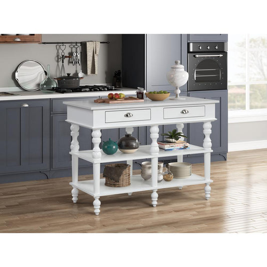 ACME Rorratt Kitchen Island, Marble & White Finish