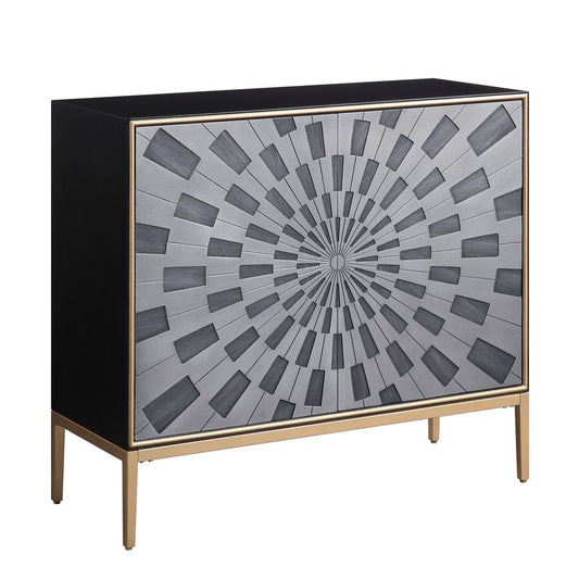 Quilla Console Table, Black, Gray & Brass Finish (AC00200)