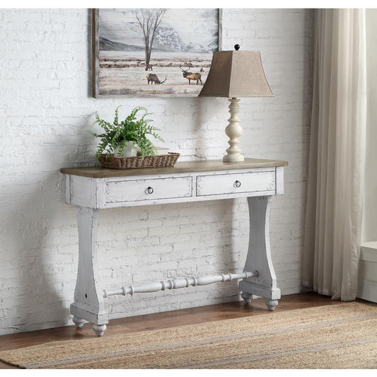 ACME Carminda Console Table, Antique White Finish