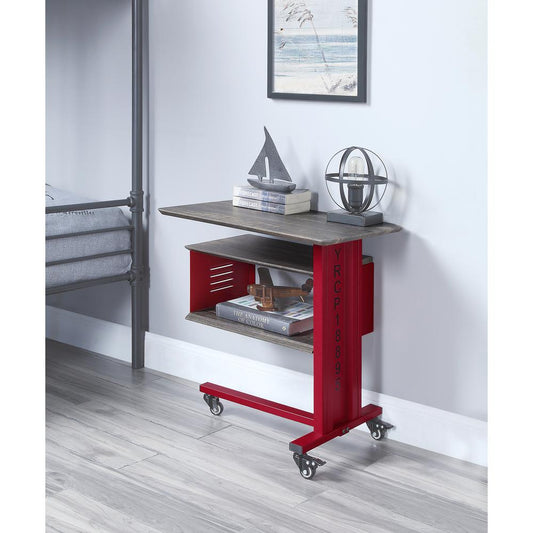 ACME Cargo Accent Table w/Wall Shelf, Red