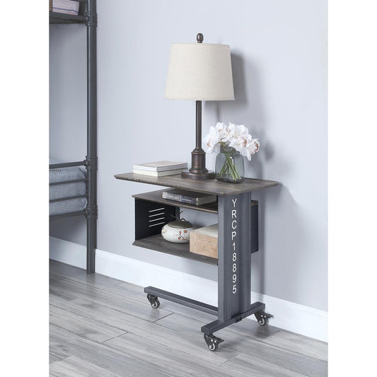 ACME Cargo Accent Table w/Wall Shelf, Gunmetal