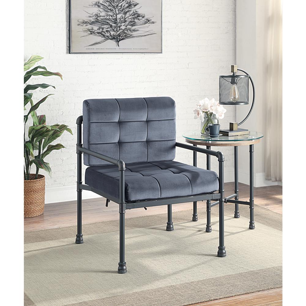 ACME Brantley Chair, Gray Velvet & Sandy Gray Finish