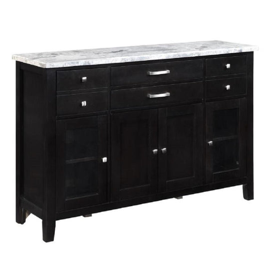 Hussein Marble & Black Finish Server w/Marble Top