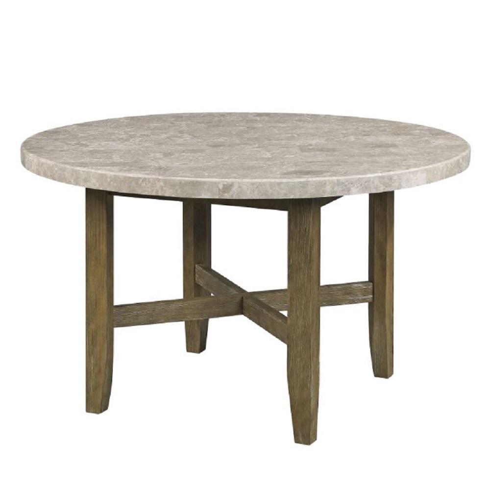 Karsen Marble & Rustic Oak Finish Round Dining Table