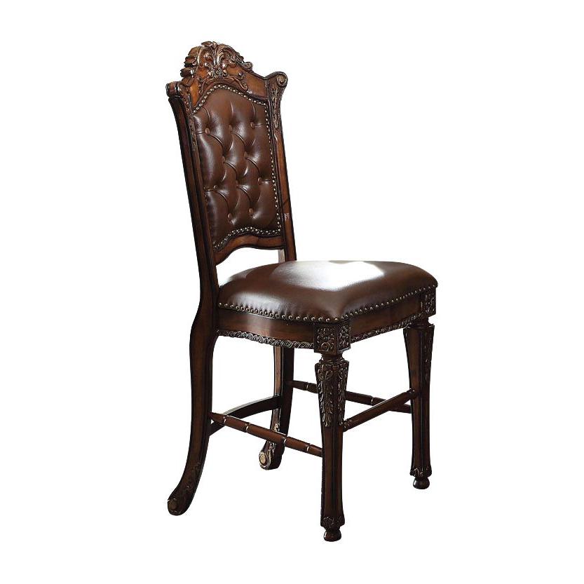 Vendome Counter Height Chair (Set-2), PU & Cherry Finish