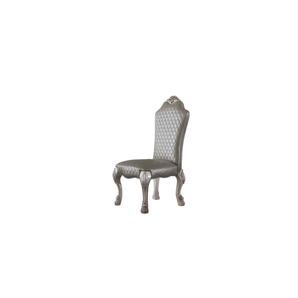 Dresden Side Chair (Set-2), PU &Vintage Bone White Finish