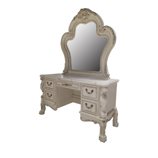 Dresden II Bone White Finish Vanity Desk