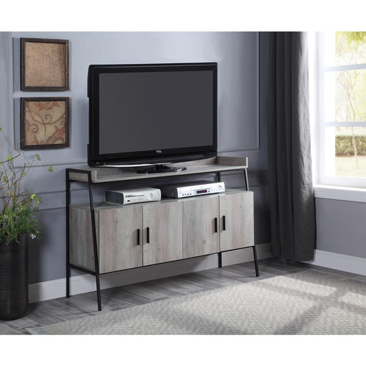 ACME Samiya TV Stand , Gray Oak & Black Finish