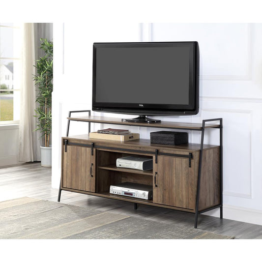 ACME Rashawn TV Stand , Rustic Oak & Black Finish