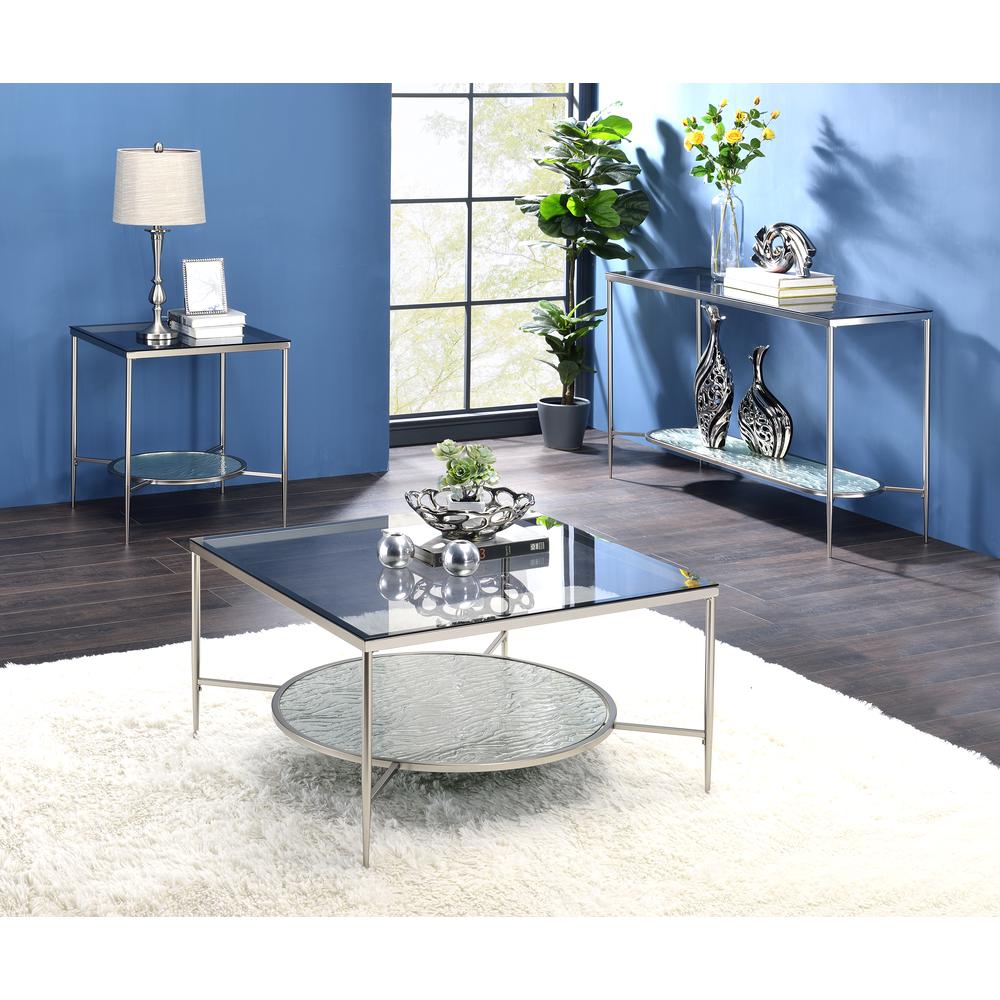 ACME Adelrik Coffee Table, Glass & Chrome Finish