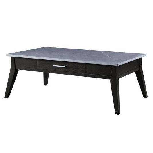 Zemocryss Sintered Stone Top & Dark Brown Finish Coffee Table