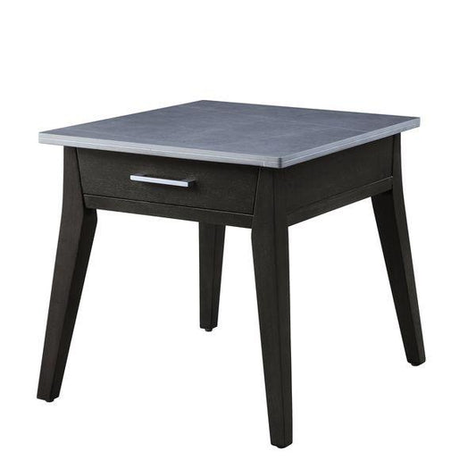 Zemocryss Sintered Stone Top Marble Top & Dark Brown Finish End Table