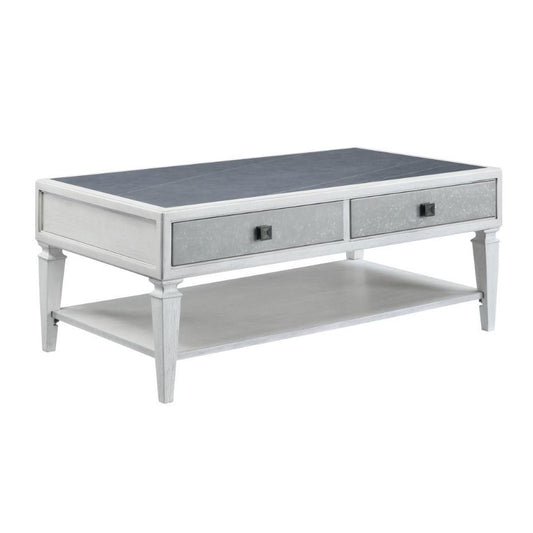 Katia Rustic Gray & Weathered White Finish Coffee Table